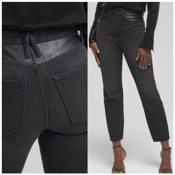 NWOT Good American Good Vintage Leather Piecing Jeans size 2 or 26 - Picture 2 of 9